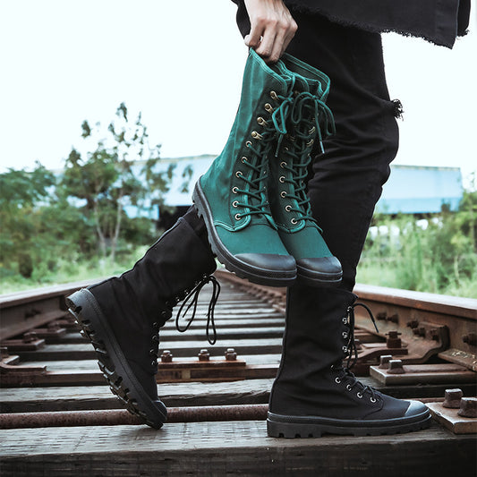 High-top Martin Boots Outdoor Jungle Hiking Slip-on All-in-one Sneakers Unisex Canvas Shoes