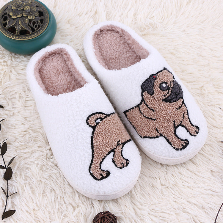Home plush thick cartoon cow cat cute cotton slippers for women