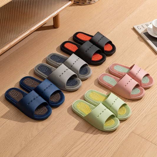Massage Slippers Non-Slip Bath Massaging Reflexology Sandals PVC Men's Slippers
