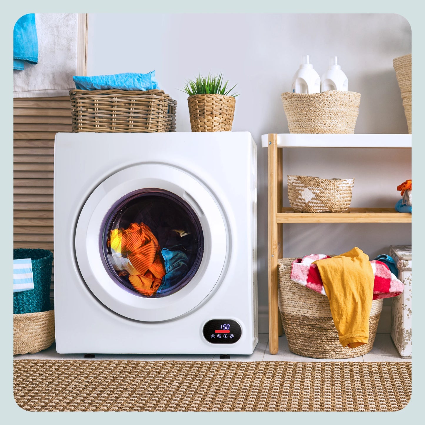 SIMZLIFE Compact Laundry Dryer 3.5 cu.ft Clothes Dryers With Exhaust Pipe 1500W Portable Dryer For Apartments Home Dorm White