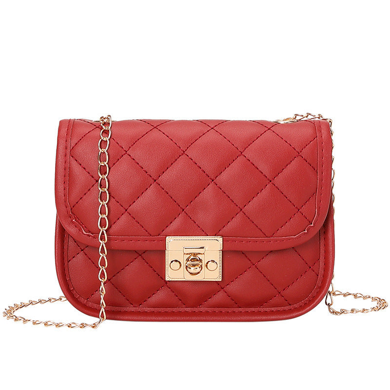 Small square bag embroidered diamond grid women's bag