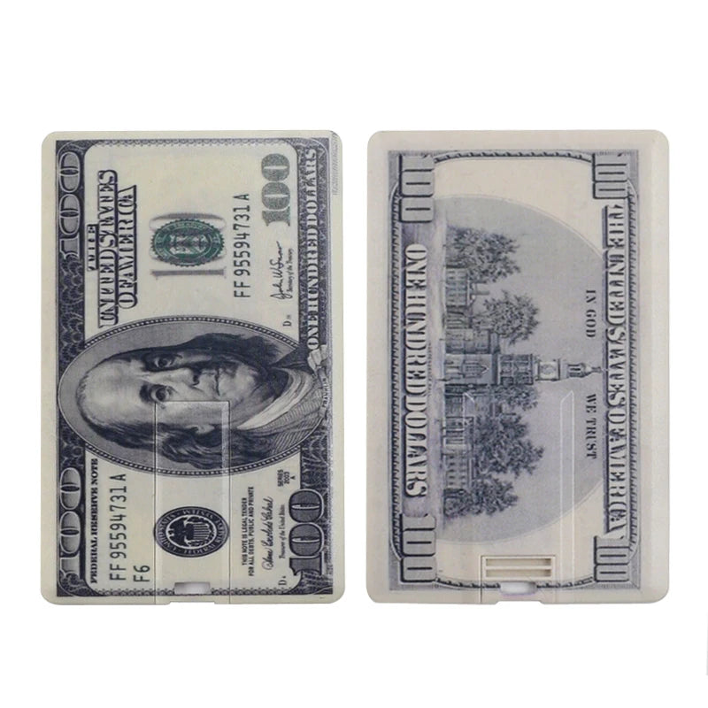 USB Flash Drive 4GB 8GB 16GB 32GB 64GB 128GB Dollars Bank Card Pen Drive Memory Euro USB 2.0 Stick PenDrive Wallet U Disk