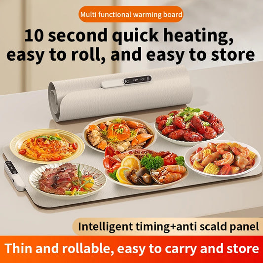 Electric Warming Tray Food Warmer Plate Foldable Portable Smart Food Fast Heating Mat Electric Warming Tray Food Warming Board
