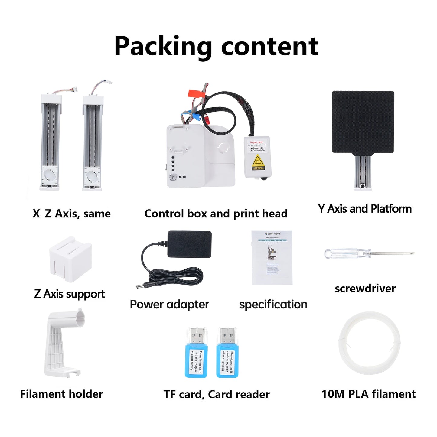 EasyThreed K10 3D Printer Mini Desktop Printing Machine for Kids 100x100x100mm Built Size Removable Platform One-Key Printing