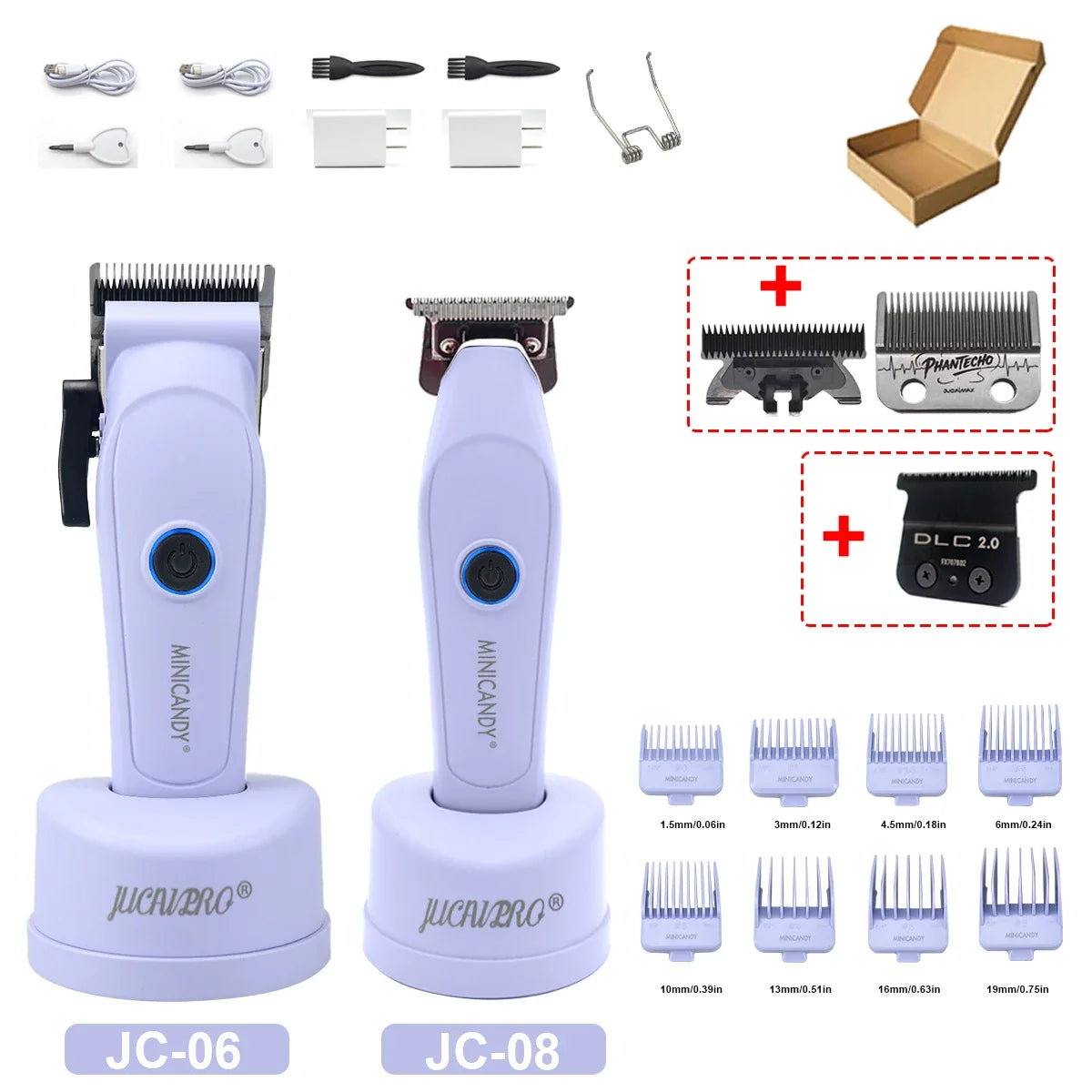 JUCAI MINICANDY JC08 Men's Hair Clipper DLC Zero Gapped Brushless Motor with Base Charger Professional Trimmer Finishing Machine