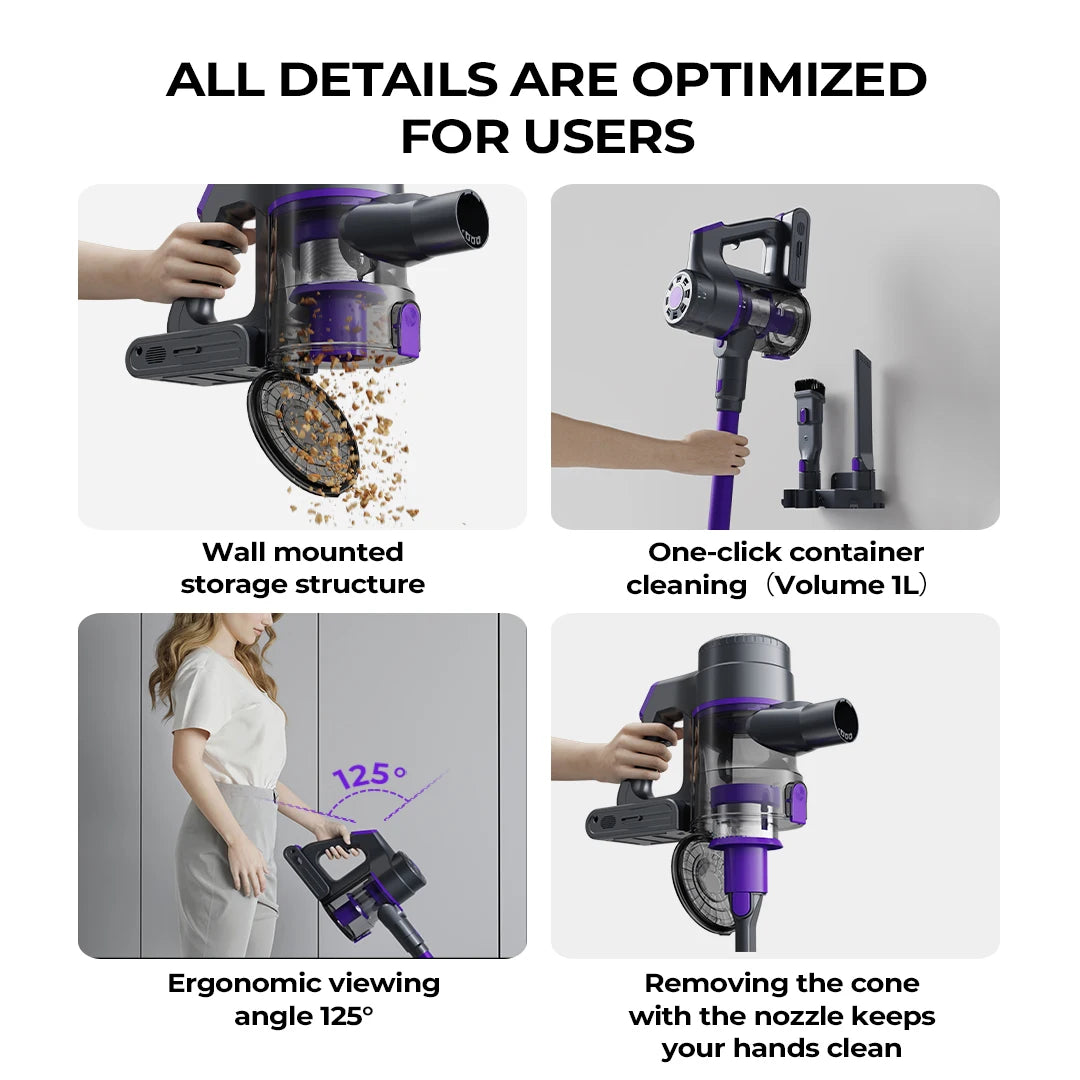 Redroad P6 Ultra 30kPa Cordless Vacuum Cleaner 55mins Runtime Handheld Upright 4in1 Wall-Mounted 3 Nozzles for Home Family Car