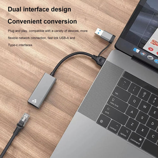 USB Wired Ethernet Adapter USB3.0 2500Mbps USB Type To RJ45 Network Card Internet USB Lan for Desktops Laptop PC Accessories