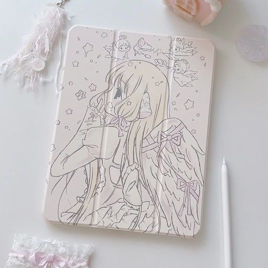 Korean Ins Anime Girl New Tablet Case For iPad Pro 11 12.9in 13 M4 M5 Case 9.7 10.2 5/6th 7/8/9 11th Mini Air 3 4 5 6 7 Cover