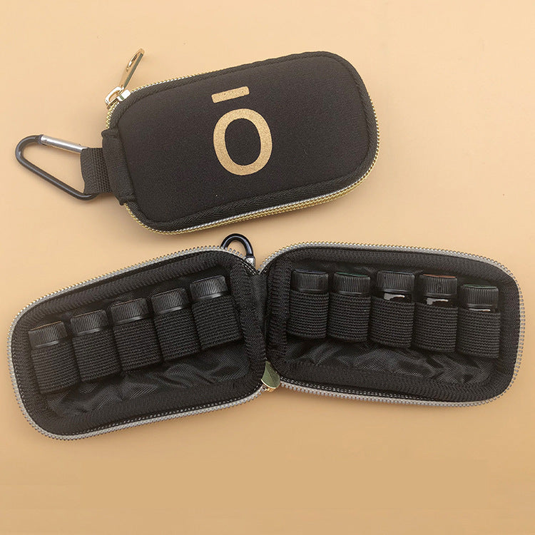 Keychain 10 compartments essential oil bottle small storage bag 1ml 2ml portable shockproof makeup bag