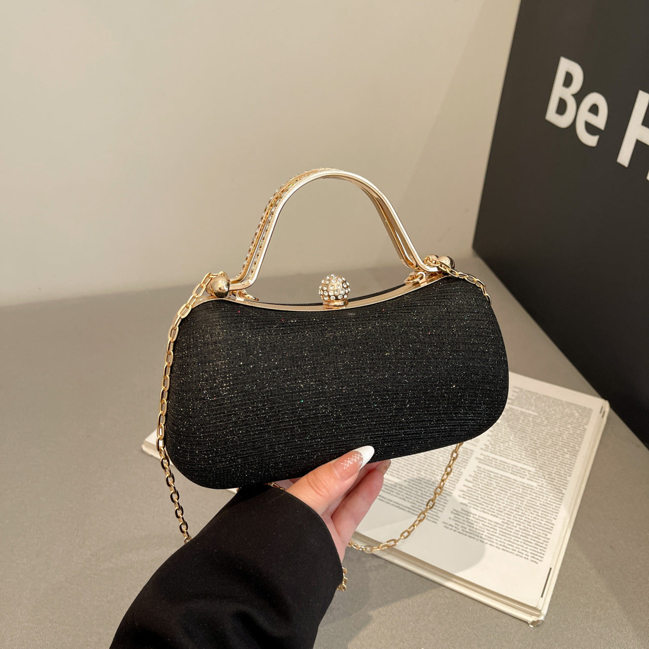 Chain sparkling diamond single shoulder crossbody bag