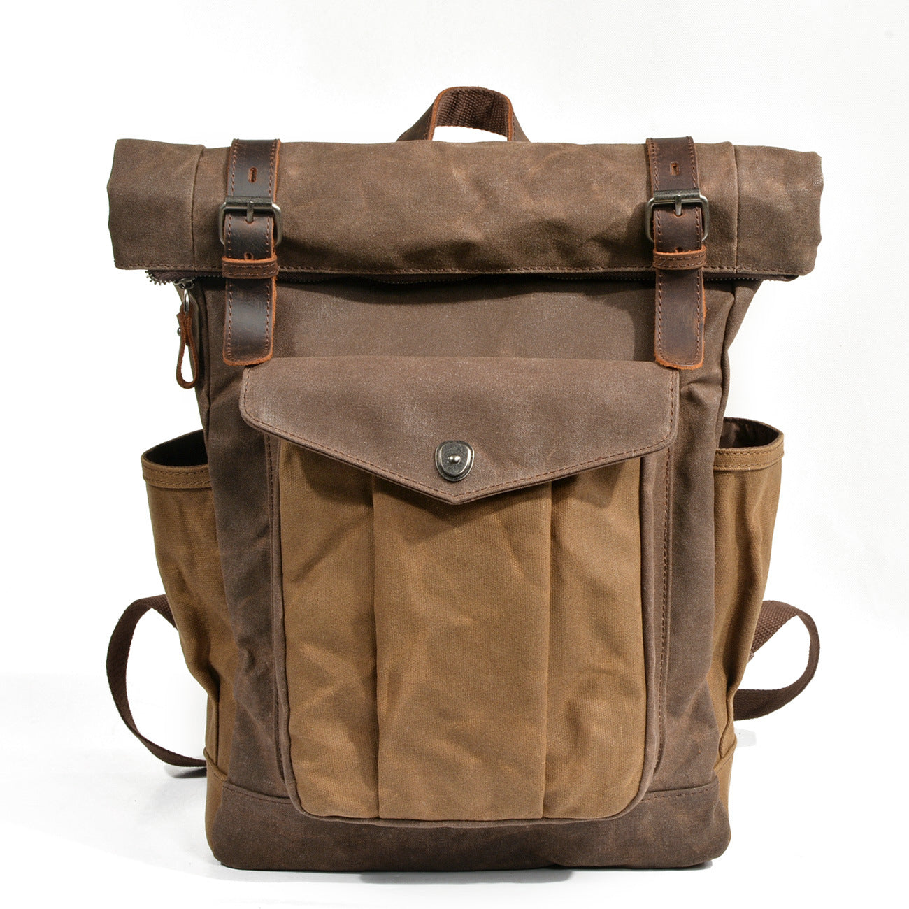 Men's Wax Canvas Backpack, Outdoor Hiking Large Capacity Waterproof Casual Travel Bag