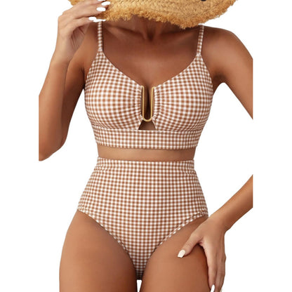 Floral Print High-Waisted U-Line Bikini Set Swimwear for Women