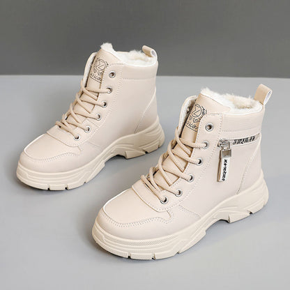Solid color women's shoes with plush cotton shoes