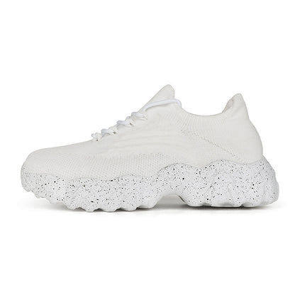 Daily Sporty Women's Shoes Cross-border New Summer Elevated Big Size Knitted Shoes Couple Style