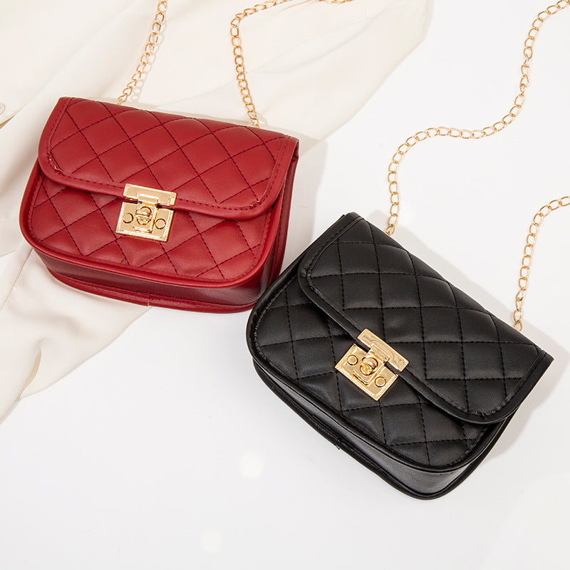 Small square bag embroidered diamond grid women's bag