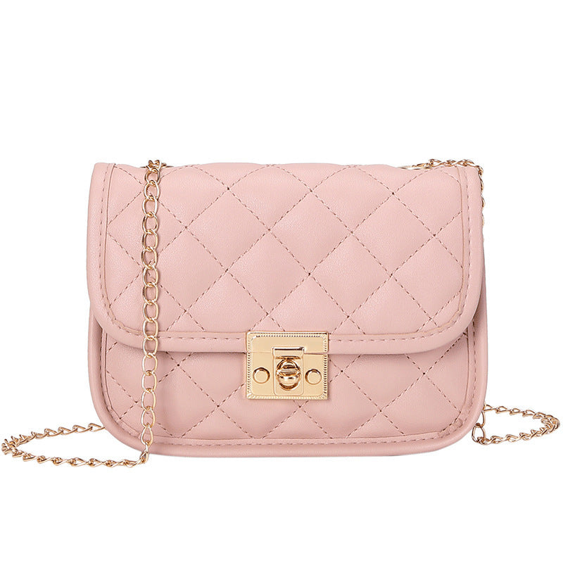 Small square bag embroidered diamond grid women's bag
