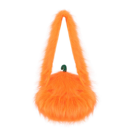 Halloween Plush Creative Party Devil Pumpkin Head Prop Trick-or-Treat Handheld Pumpkin Head Bag