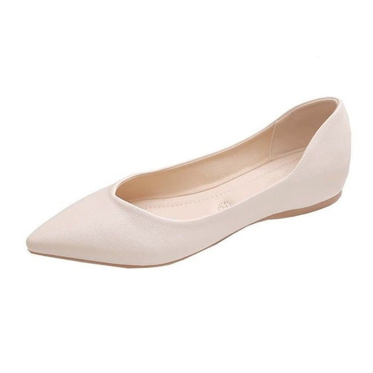 Sharp pointed flat bottomed versatile French gentle single shoe