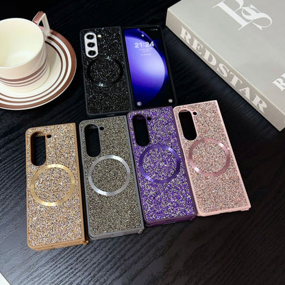 Suitable for Samsung Z Fold 6 Phone Case, Foldable Screen Z Fold 5/W24 Protective Cover, Magnetic Glitter Z Fold 3/4 Case
