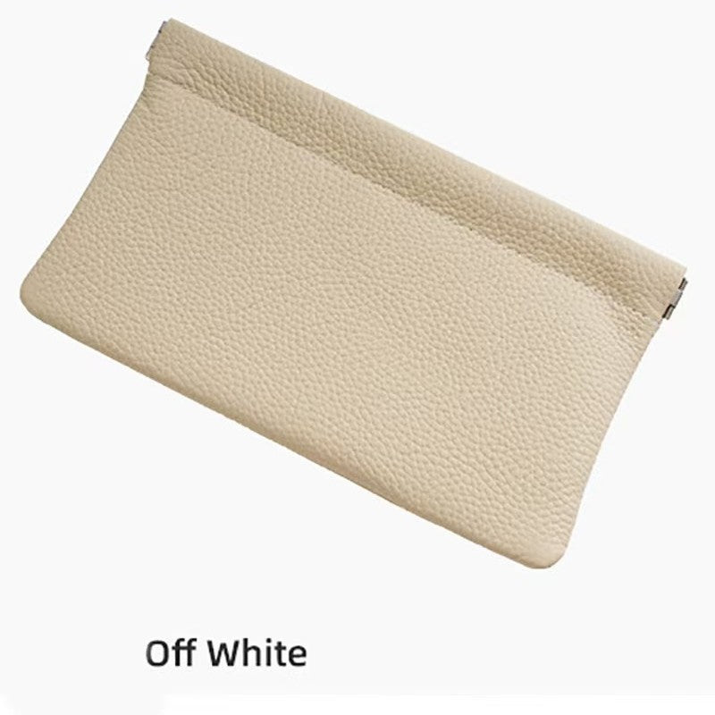 Leather automatic closed handle bag portable large capacity makeup bag