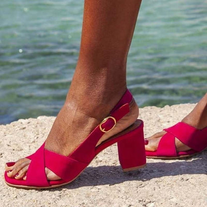 Elegant high-heeled single shoe suede open toe sandals