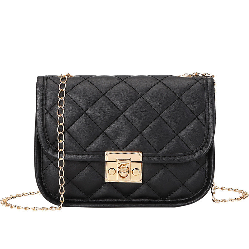 Small square bag embroidered diamond grid women's bag