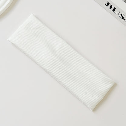 Cotton Elastic Headband Wide Sweat-Absorbent Band, Solid Color, Multi-Functional Headwear