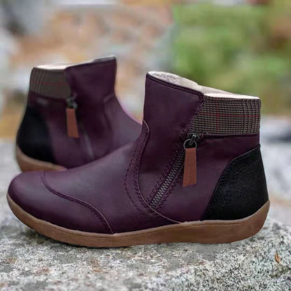 Zipper flat bottom casual snow boots cotton boots thick sole