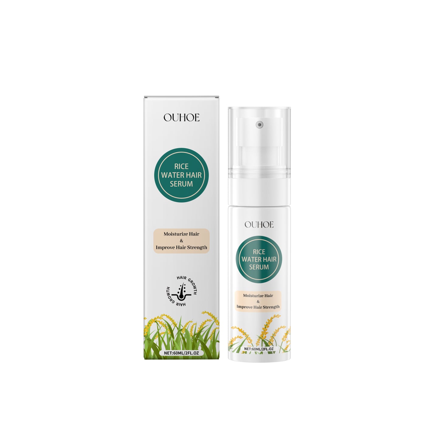 OUHOE Rice Water Hair Repair Spray, Scalp Repair Nourishes Dry And Irritated Hair Moisturizing Hair Treatment Spray
