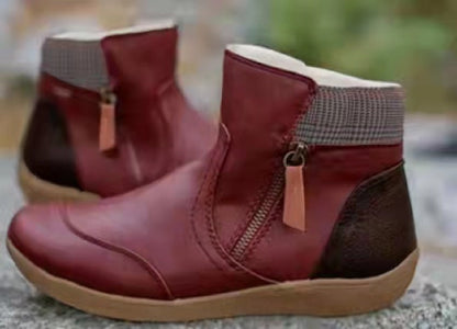Zipper flat bottom casual snow boots cotton boots thick sole