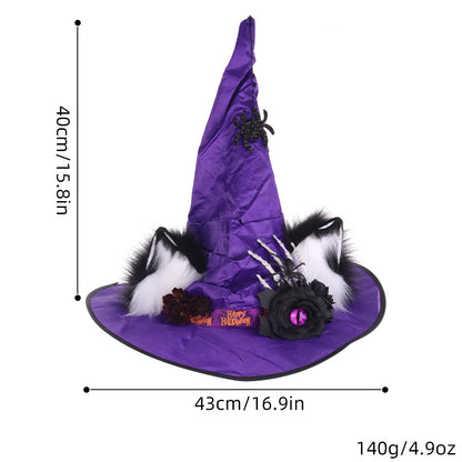 Halloween Fuzzy Animal Ears Dark Witch Hat Cosplay Spider Rose Wizard Performance Prop