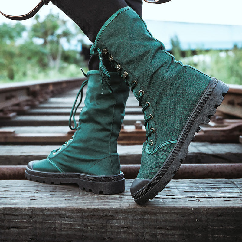 High-top Martin Boots Outdoor Jungle Hiking Slip-on All-in-one Sneakers Unisex Canvas Shoes