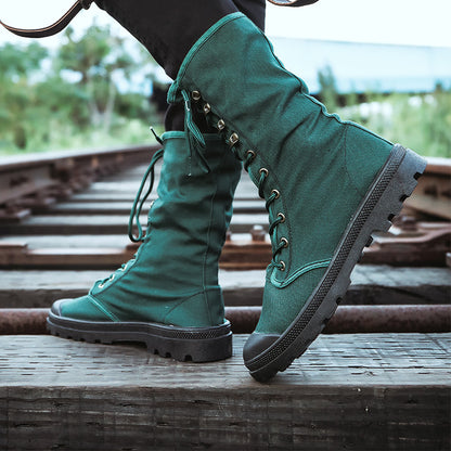 High-top Martin Boots Outdoor Jungle Hiking Slip-on All-in-one Sneakers Unisex Canvas Shoes