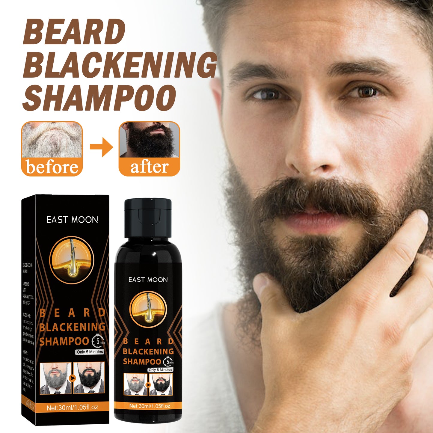 East Moon Shampoo Men's Hair Cleansing Moisturizing Massage Treatment Smoothing Dark Hair Shampoo