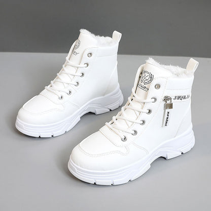 Solid color women's shoes with plush cotton shoes