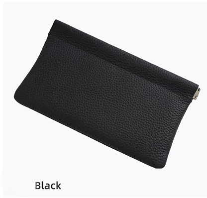 Leather automatic closed handle bag portable large capacity makeup bag