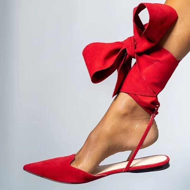 Open-Toe Backless Wide Width Sandals , Pointed Toe Flat Heel Ankle Strap