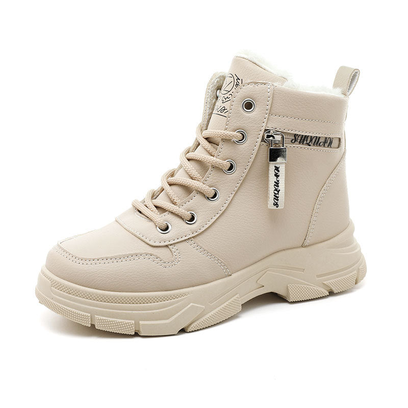 Solid color women's shoes with plush cotton shoes