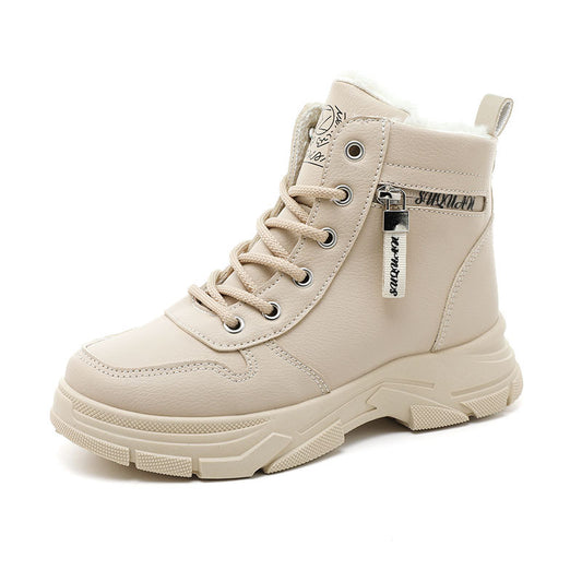 Solid color women's shoes with plush cotton shoes