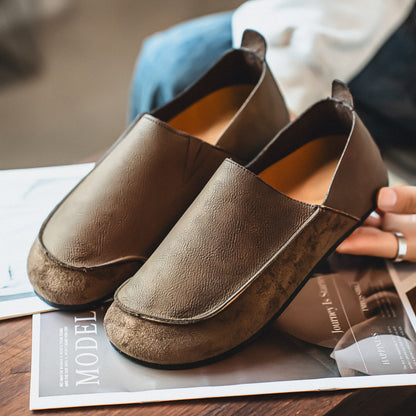 Men's Flat Loafers, Slip-On Leather Shoes