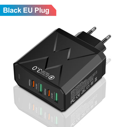 2USB+2PD mobile phone charger, tablet plug, super fast charging, multi port power supply