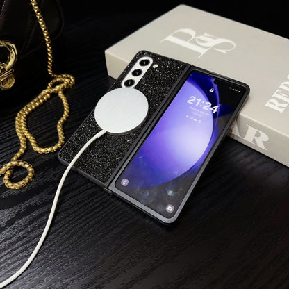 Suitable for Samsung Z Fold 6 Phone Case, Foldable Screen Z Fold 5/W24 Protective Cover, Magnetic Glitter Z Fold 3/4 Case