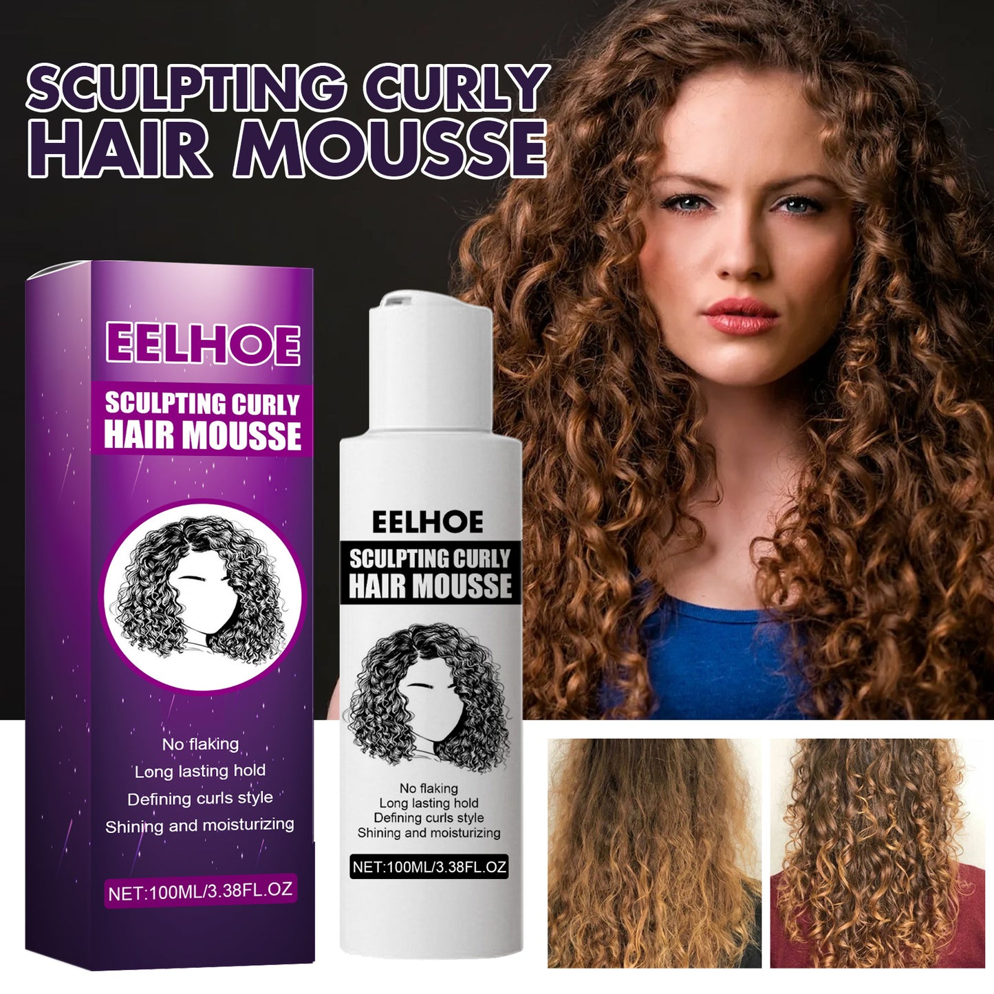 EELHOE Curly Hair Styling Elastin, Curly Hair Moisturizing And Fluffing Hair Styling Elastin
