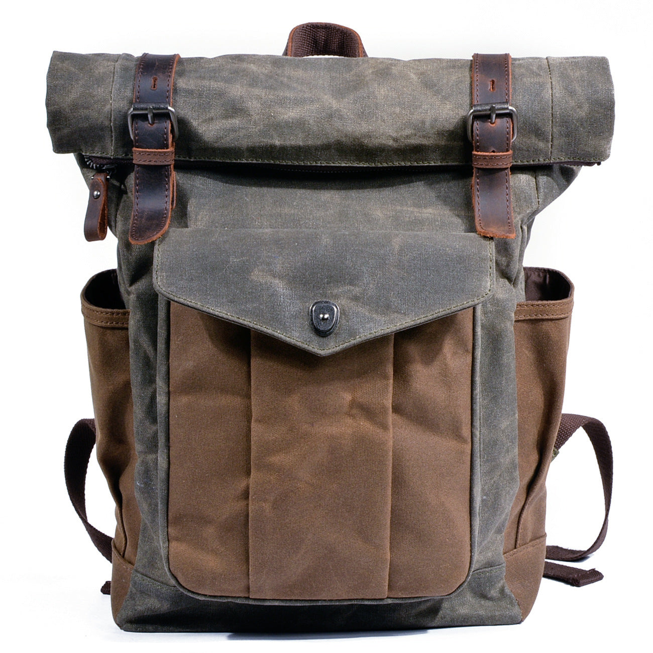 Men's Wax Canvas Backpack, Outdoor Hiking Large Capacity Waterproof Casual Travel Bag
