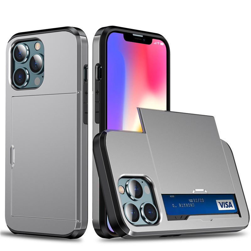 Suitable for iPhone 17 ProMax phone case Apple 16 slide push card insert 14 15 anti drop protective cover