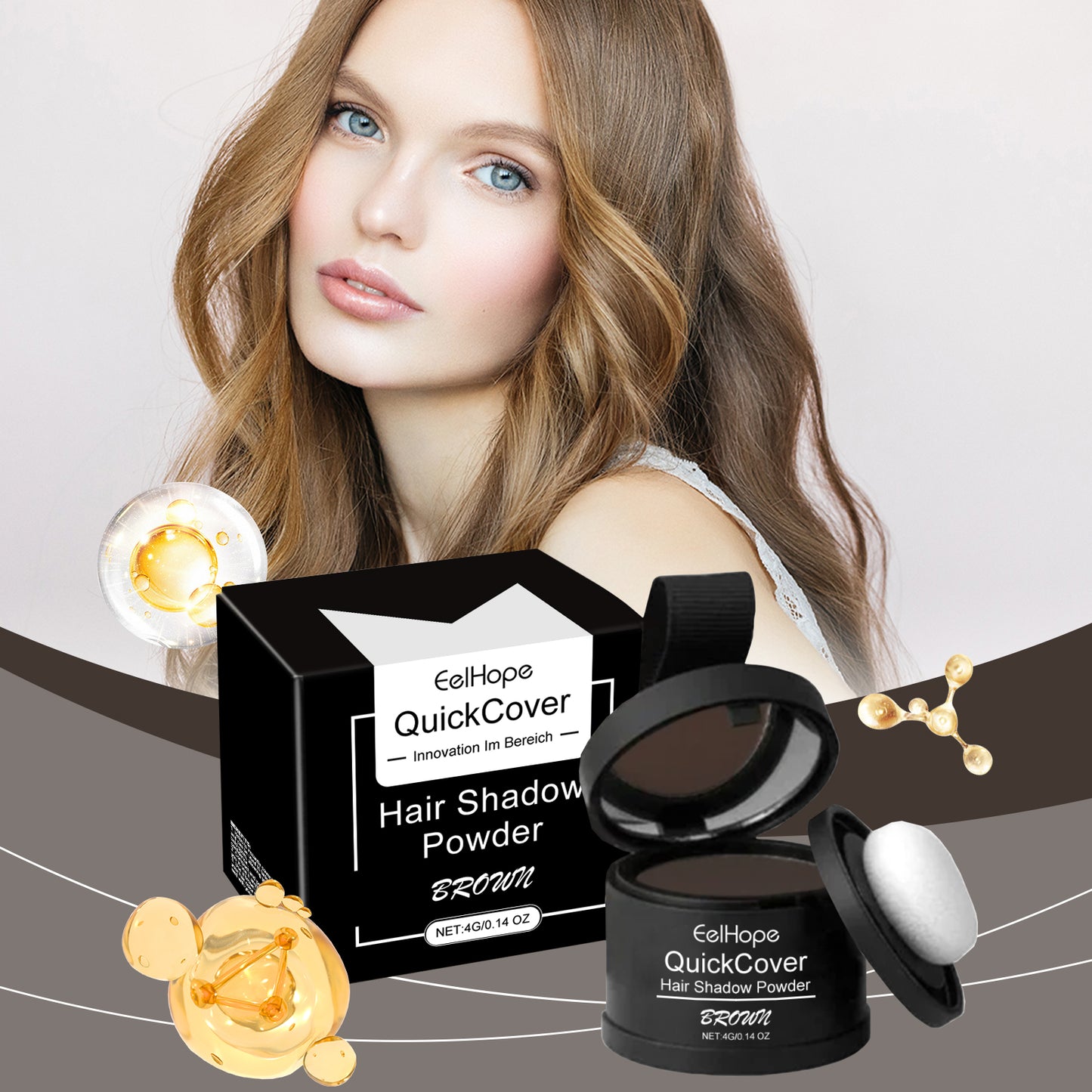 Eelhope Brown Hairline Covered With Touch Powder Brown Hair Loose Cover Roots To Enhance The Overall Makeup