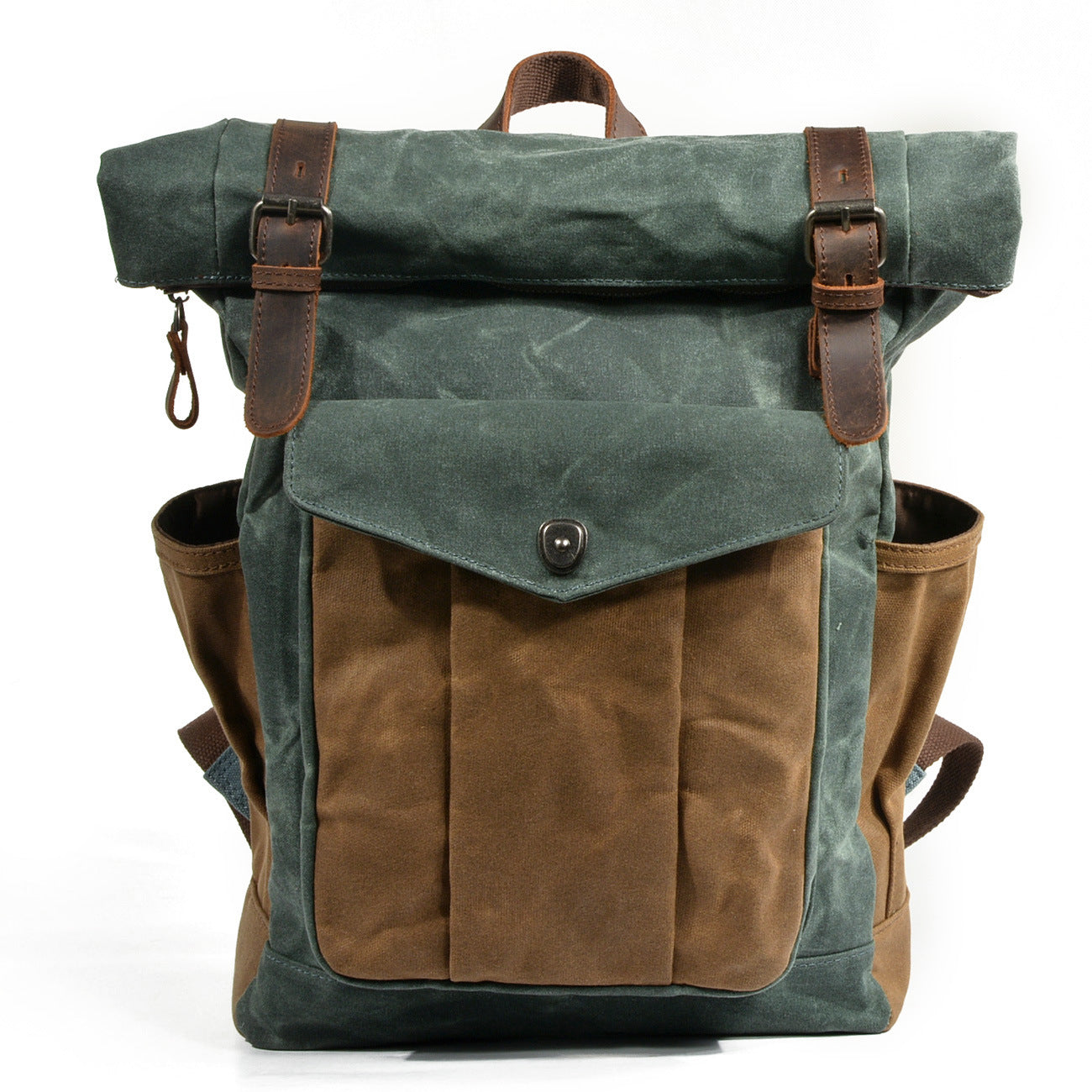 Men's Wax Canvas Backpack, Outdoor Hiking Large Capacity Waterproof Casual Travel Bag