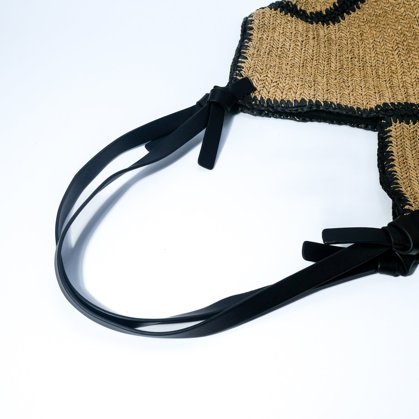 Stylish Striped Single Shoulder Woven Straw Bag, Elegant Weaving Tote with Black Trim, Large Capacity, Beach Vacation Bag