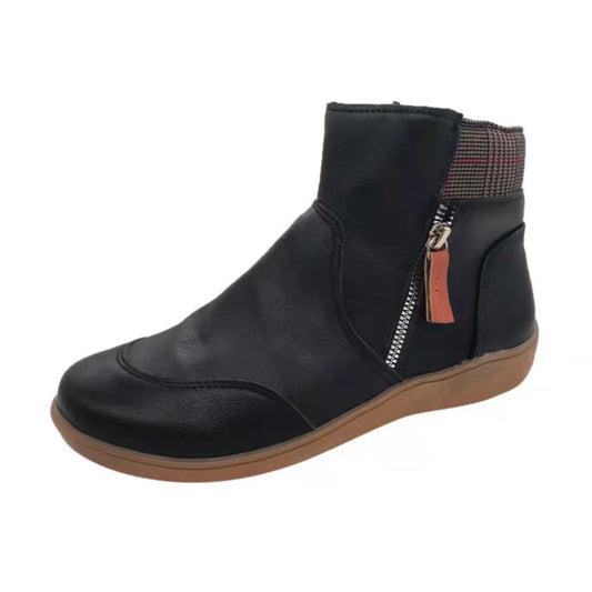 Zipper flat bottom casual snow boots cotton boots thick sole