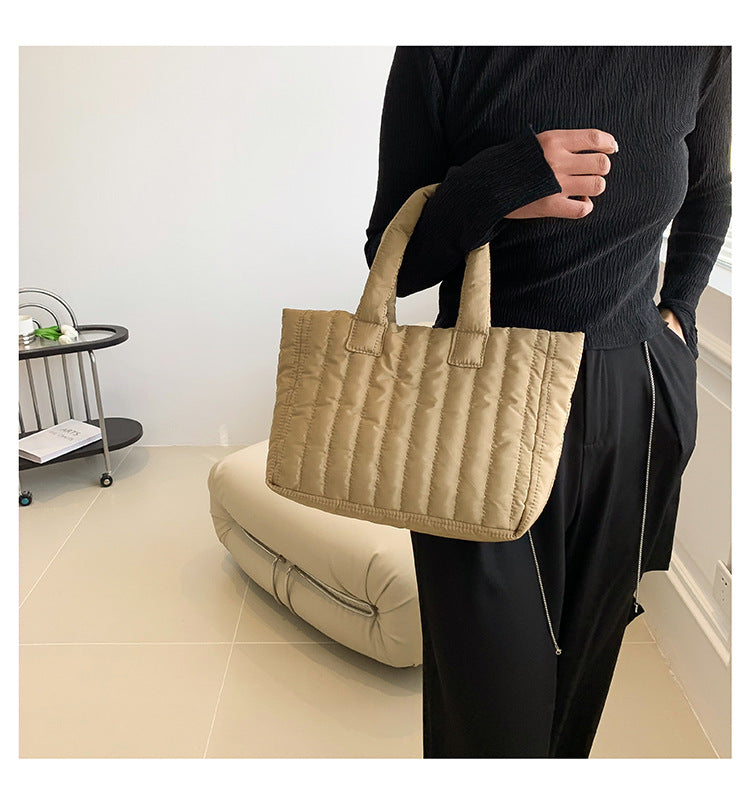 Large Capacity Simple Unique Handheld Bag Cotton Coat Shoulder Fashion Embroidery Tote Bag